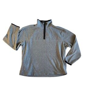 Mens Quarter Zip Fleece Pullover Size L Gray Softcore Outdoor Hiking Casual Warm